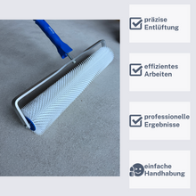 stachelwalze 50cm mit bügel, entlüftungswalze für große bodenflächen, igelwalze für epoxidharz ausgleichsmasse, nivellierwalze 50cm breite, nagelroller für bodenbeschichtung, entlüftungsroller mit nagelspitzen, großflächen stachelwalze epoxidharz, profi entlüftungswalze mit bügel