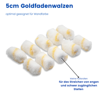 5cm farbwalze, mini goldfadenwalze, kleine malerwalze ecken, mini lackierwalze goldfaden, farbroller 5 cm, detail walze für streichen, kantenwalze klein