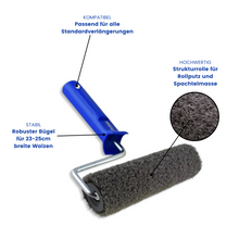 Putzroller Set für Spachtelmasse & Rollputz – 3 Walzen + Bügel