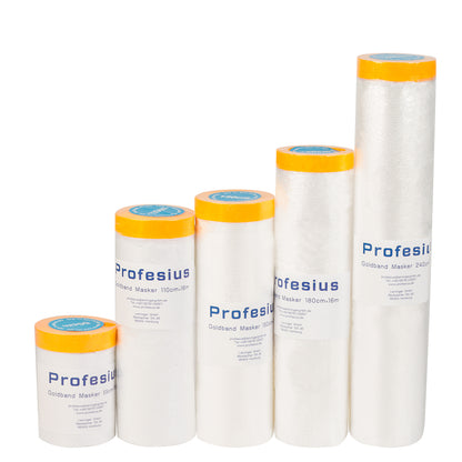 goldband masker produktbild, abdeckfolie mit klebeband, goldband folie selbstklebend