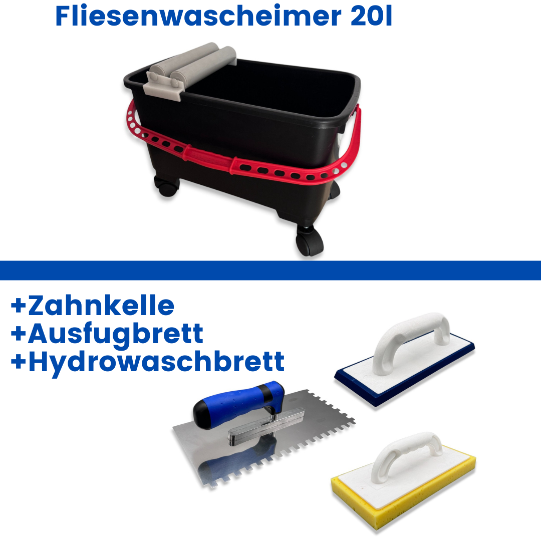 liesenleger waschset, flieseneimer mit rollen, verfugset fliesen, ausfugbrett waschbrett und zahnkelle, fliesen verfugen werkzeug, fliesenleger set profi, wascheimer fliesenlegen mit sieb, verfugwerkzeug set, fliesenverlegung werkzeugset