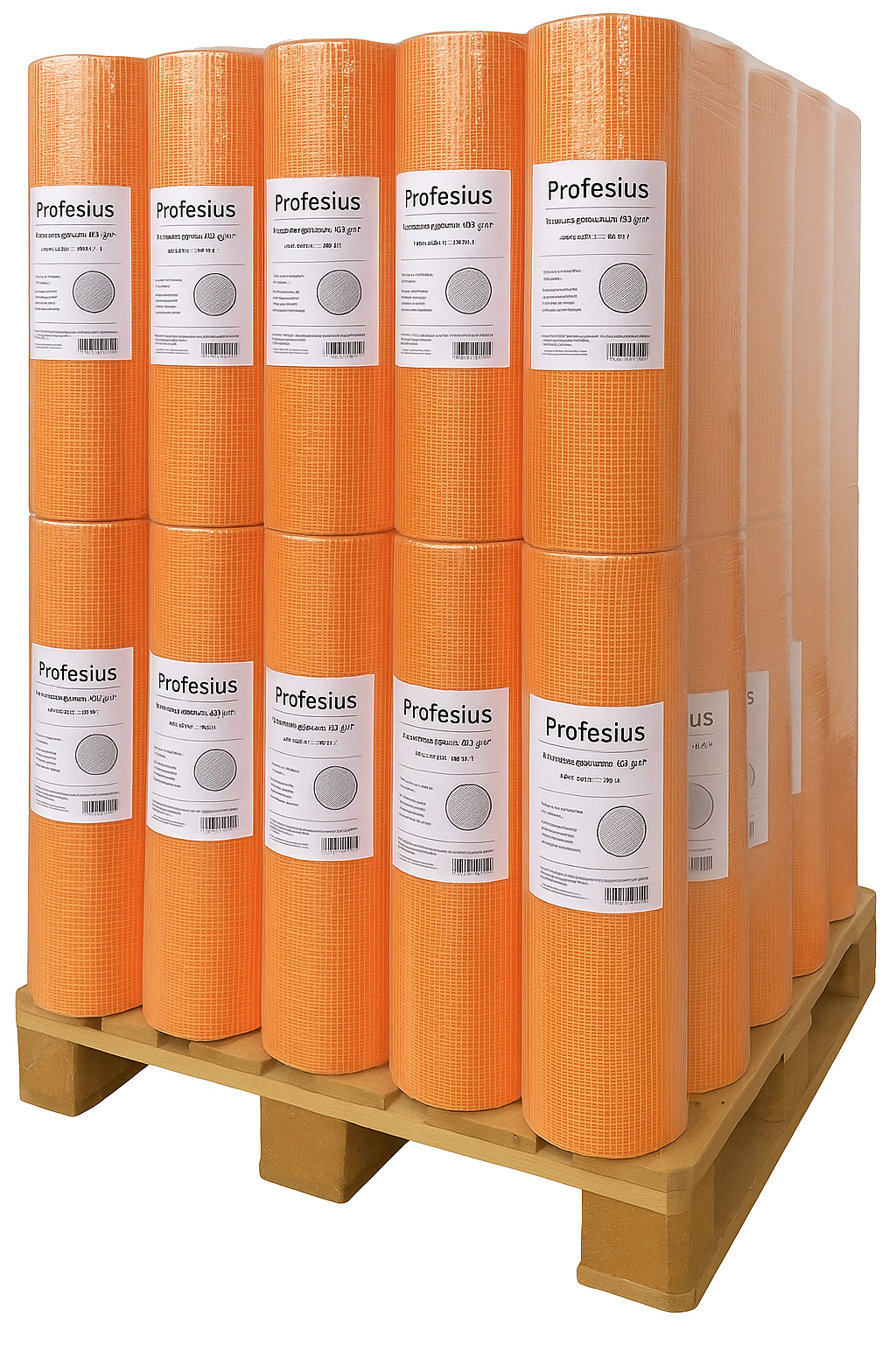 Palette mit orangenem Armierungsgewebe 