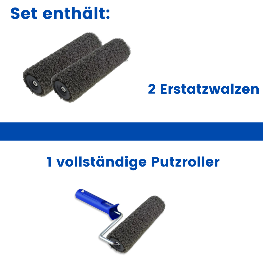 putzroller set für spachtelmasse, rollspachtel walze set, spezialwalze für rollputz, spachtelmasse roller set, rollputz walze mit bügel, putzroller 3 walzen set, beschichtungsroller für innenwand